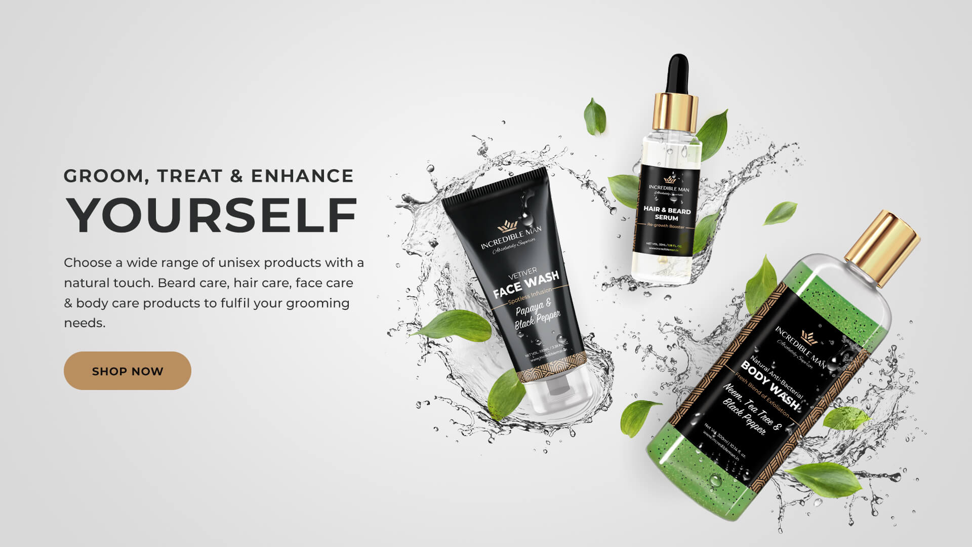 Groom, Treat & Enhance Yourself - Remove Dirt, Oil & Detoxify your skin with vetiver face wash, hair & Beard Serum and Body Wash