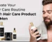 a man holding a hair care product bottle